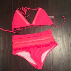 Pink bathing suit set size M never worn